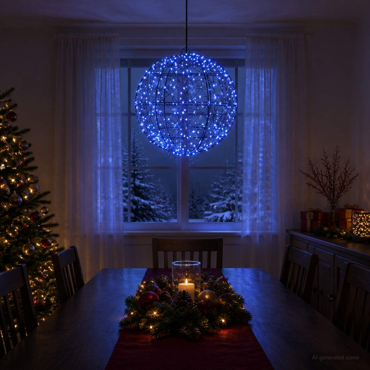 Kalėdų finialo šviesa 300 LED Mėlyna Skersmuo 30 x 32 cm