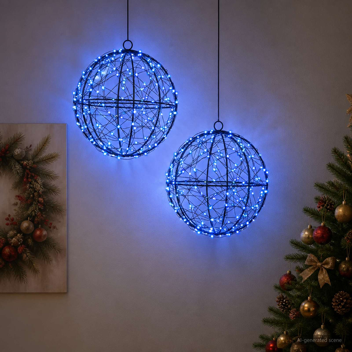 Kalėdų finialo šviesa 2 vnt. 400 LED Mėlyna Skersmuo 20 x 22 cm