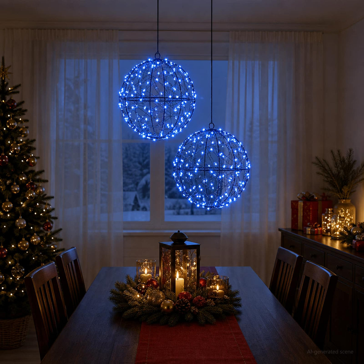 Kalėdų finialo šviesa 2 vnt. 400 LED Mėlyna Skersmuo 20 x 22 cm