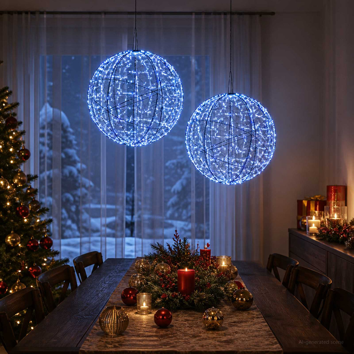 Kalėdų finialo šviesa 2 vnt. 1000 LED Mėlyna