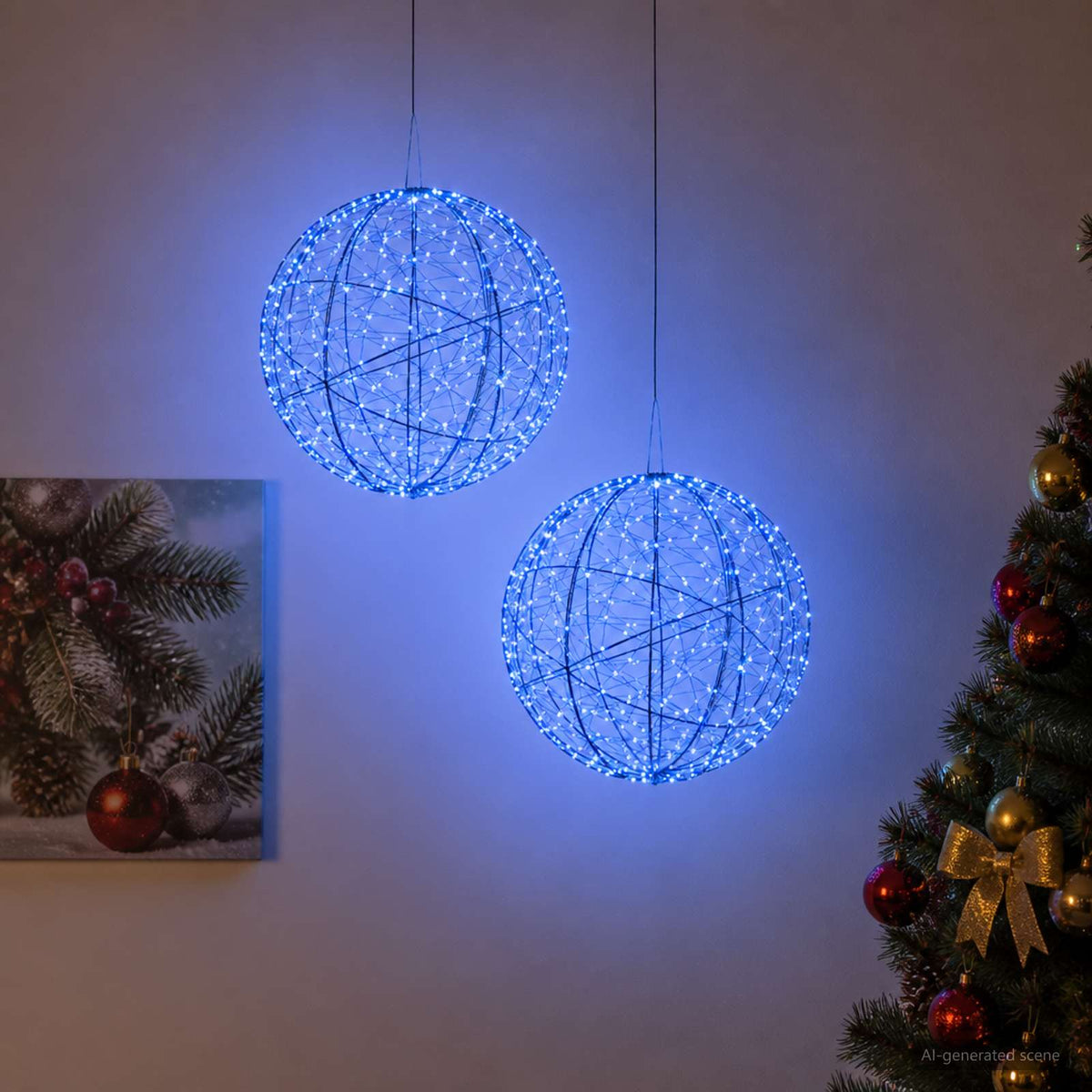 Kalėdų finialo šviesa 2 vnt. 1000 LED Mėlyna