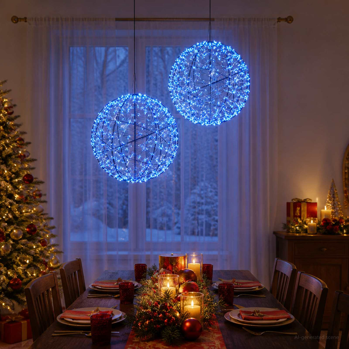 Kalėdų finialo šviesa 2 vnt. 1500 LED Mėlyna