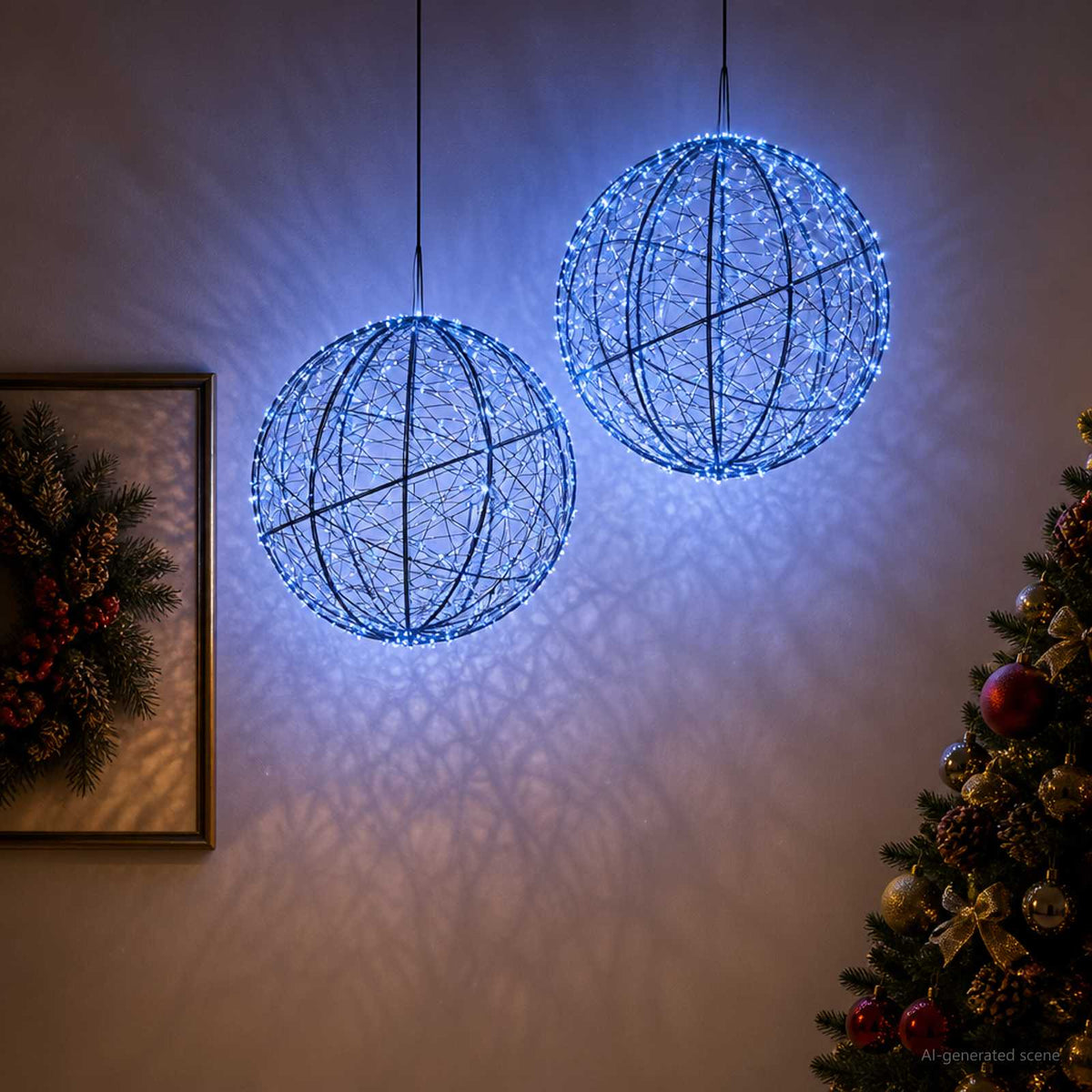Kalėdų finialo šviesa 2 vnt. 1500 LED Mėlyna