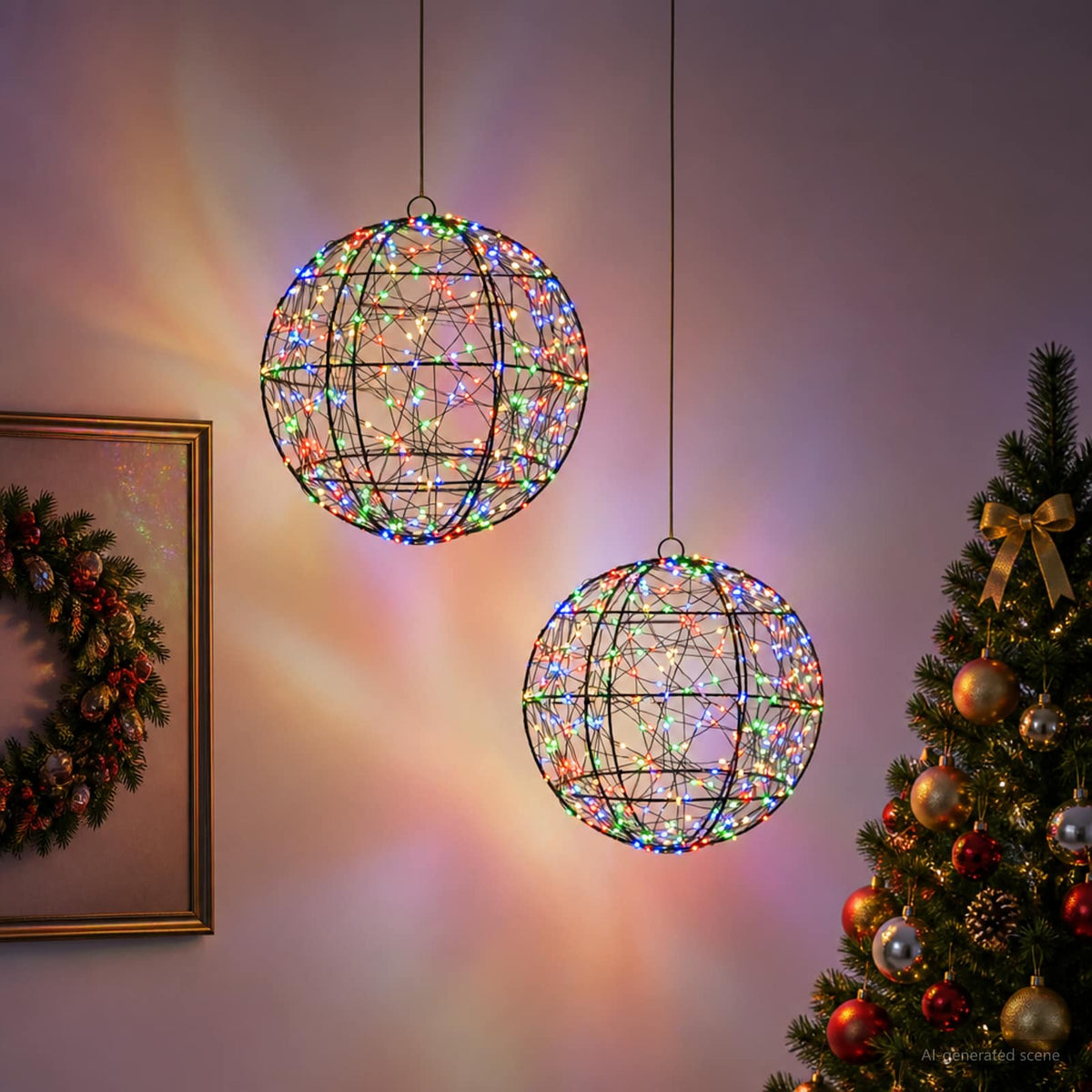 Kalėdų finialo šviesa 2 vnt. 600 LED Įvairių spalvų