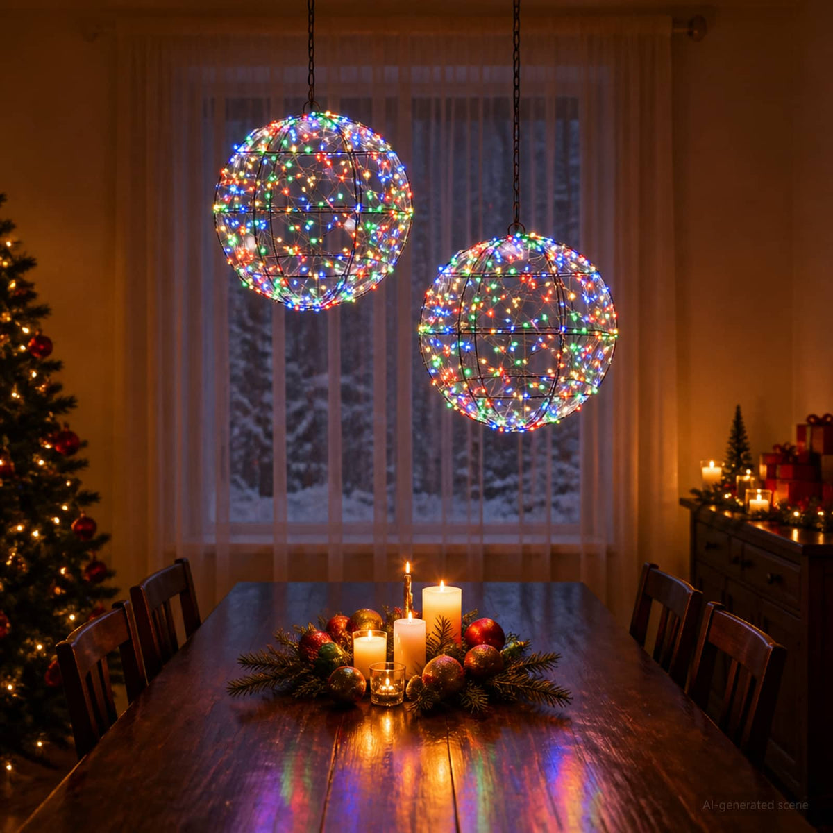 Kalėdų finialo šviesa 2 vnt. 600 LED Įvairių spalvų