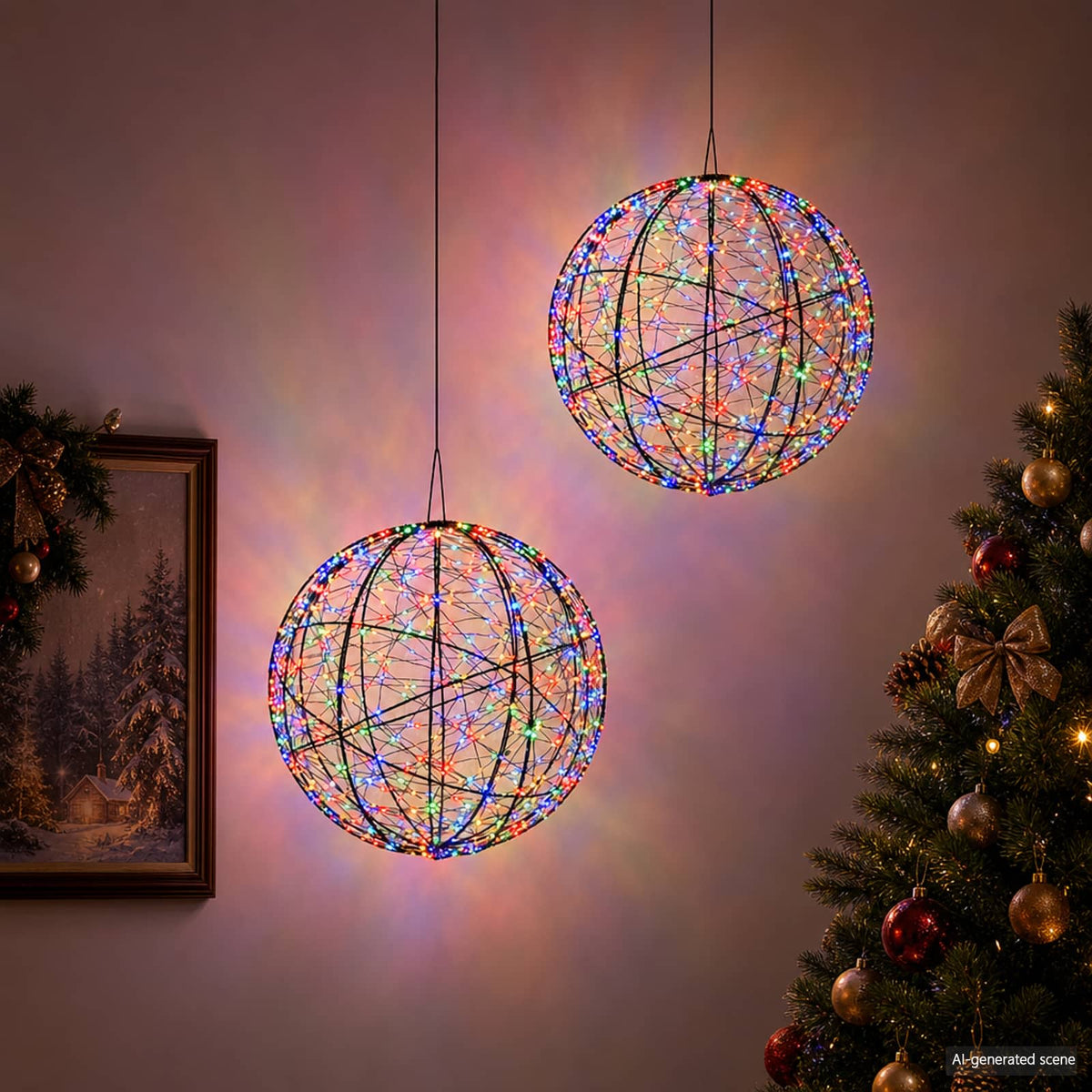 Kalėdų finialo šviesa 2 vnt. 1000 LED Įvairių spalvų