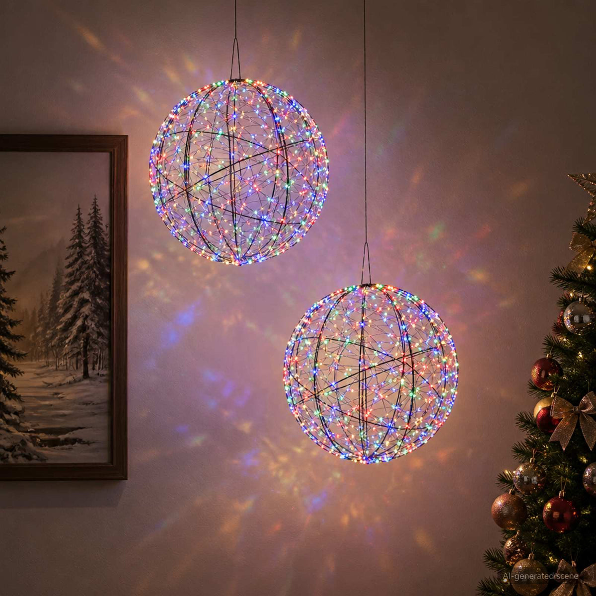 Kalėdų finialo šviesa 2 vnt. 1500 LED Įvairių spalvų