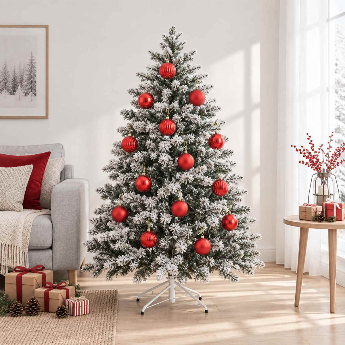 Kalėdinių kamuoliukų rinkinys XL 15 vnt. Raudona Skersmuo 10 cm