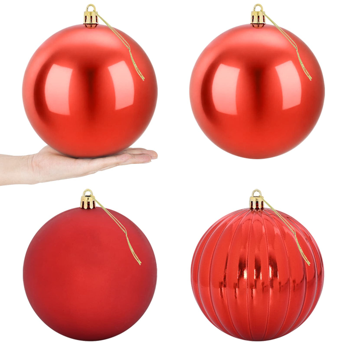 Kalėdinių rutulių rinkinys XXL 4 vnt. Raudona Skersmuo 20 cm