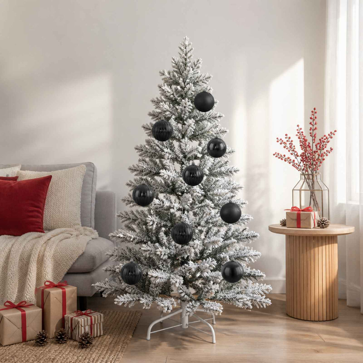 Kalėdinių kamuoliukų rinkinys XL 9 vnt. Juoda Skersmuo 15 cm