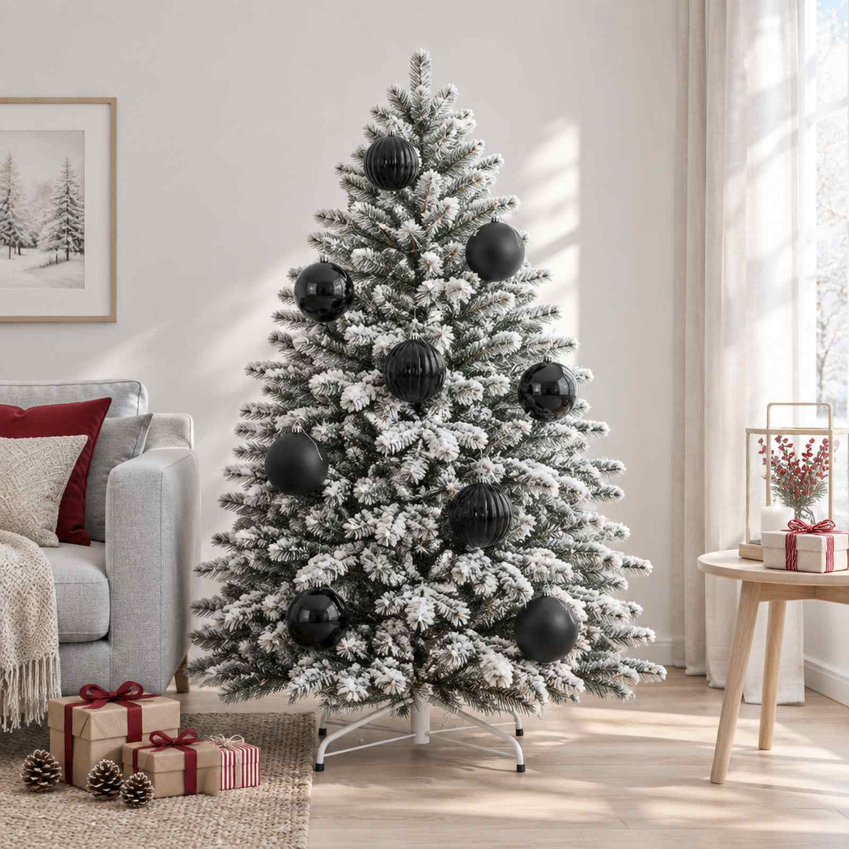 Kalėdinių rutulių rinkinys XXL 4 vnt. Juoda Skersmuo 20 cm
