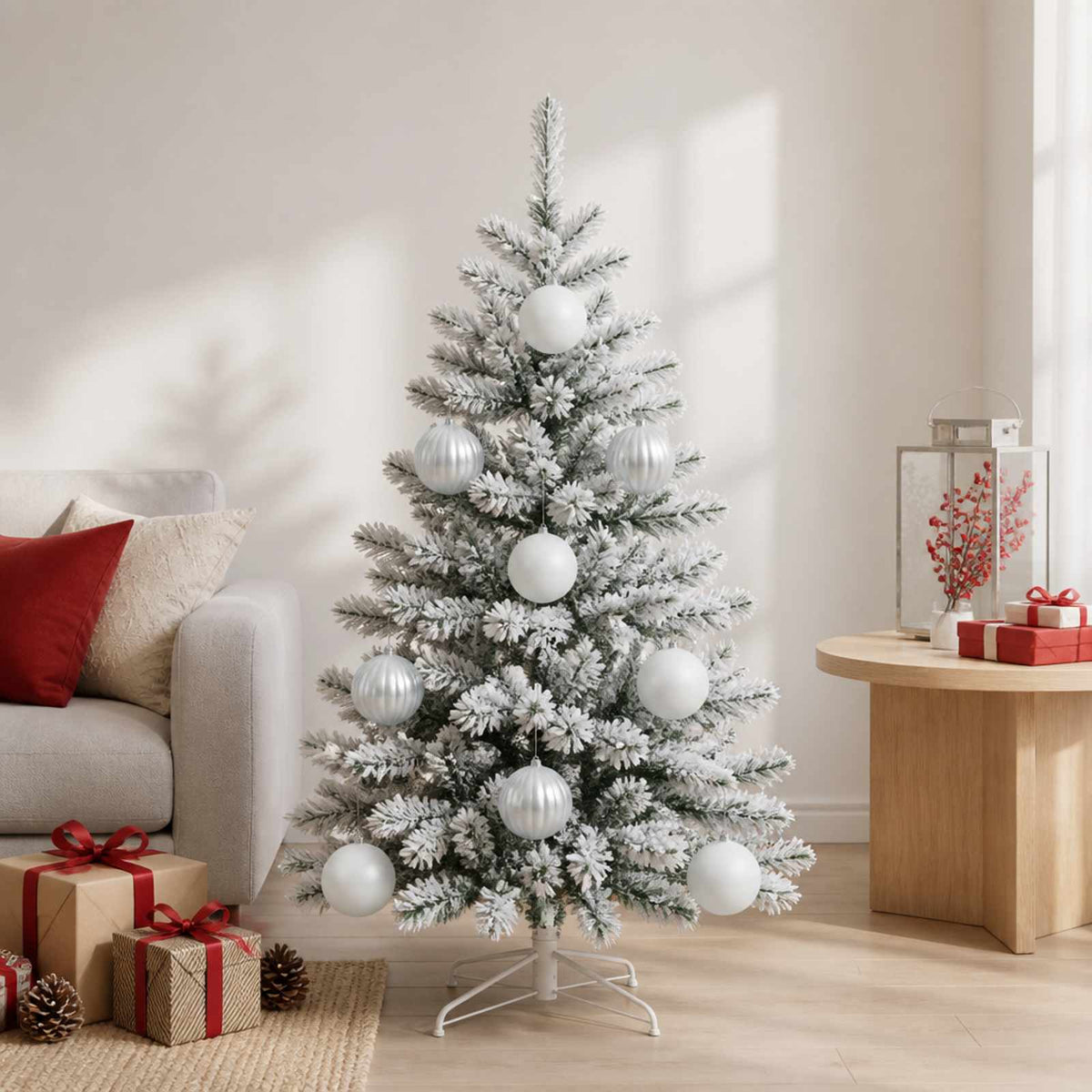 Kalėdinių kamuoliukų rinkinys XL 9 vnt. Balta Skersmuo 15 cm