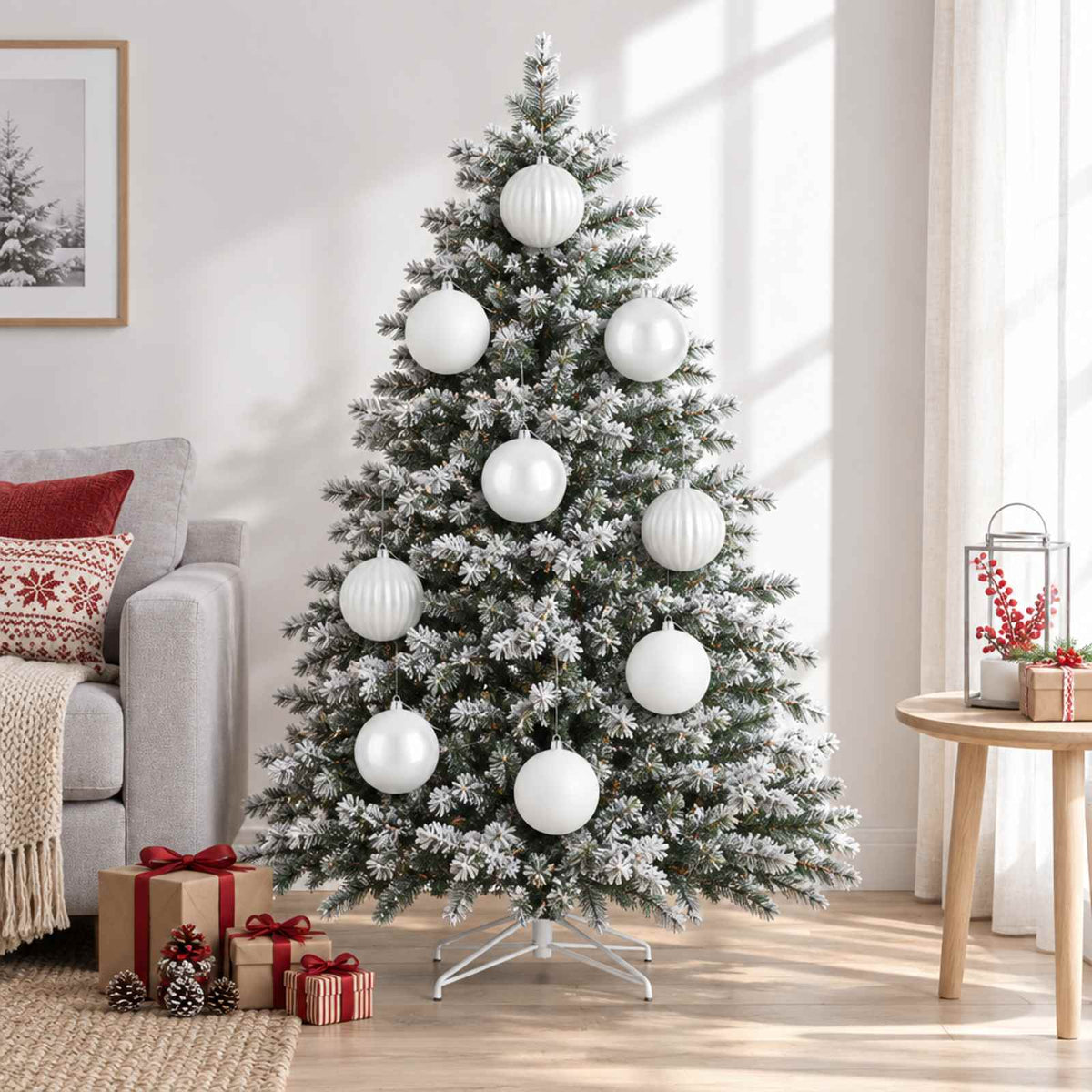 Kalėdinių rutulių rinkinys XXL 4 vnt. Balta Skersmuo 20 cm