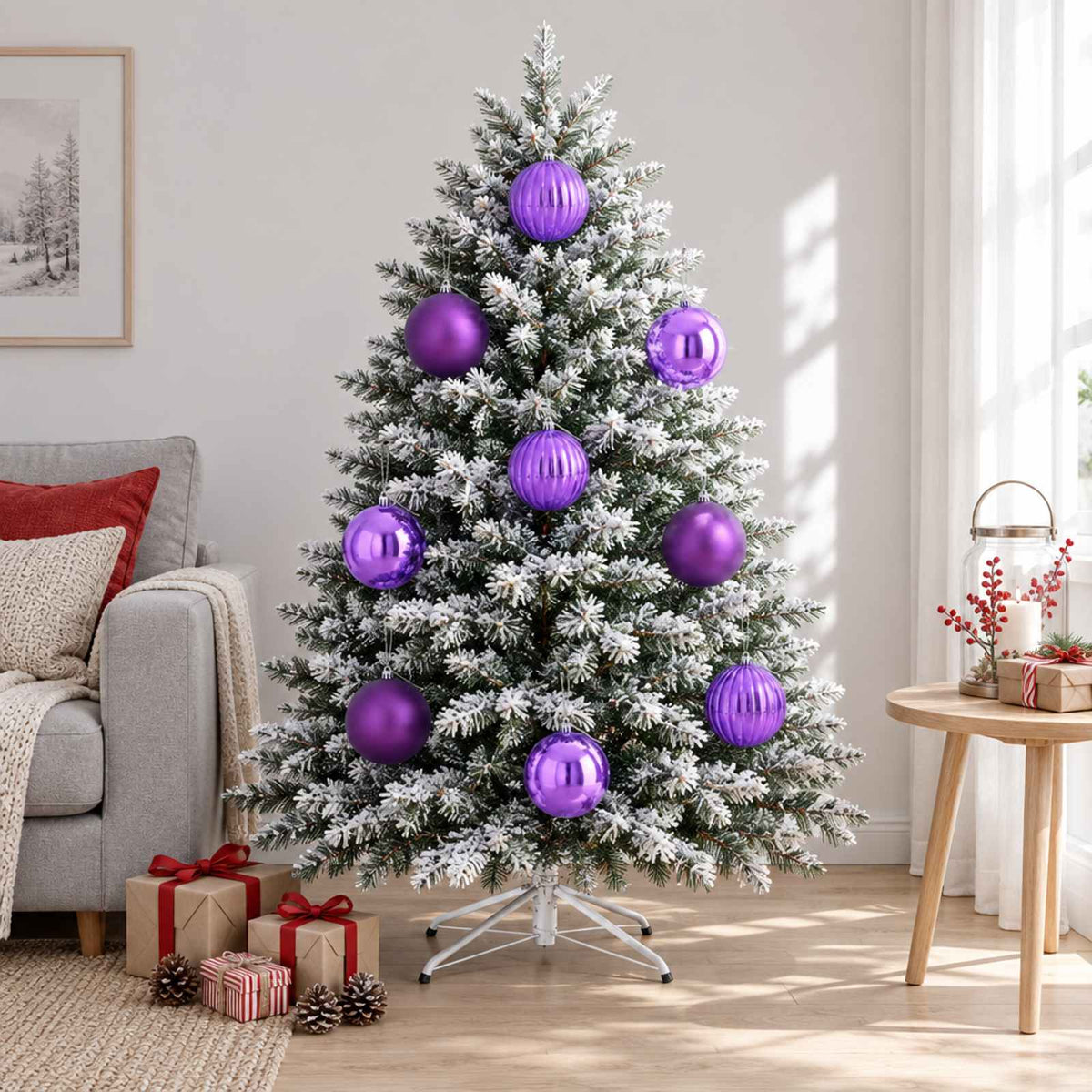 Kalėdinių rutulių rinkinys XXL 4 vnt. Alyvos Skersmuo 20 cm