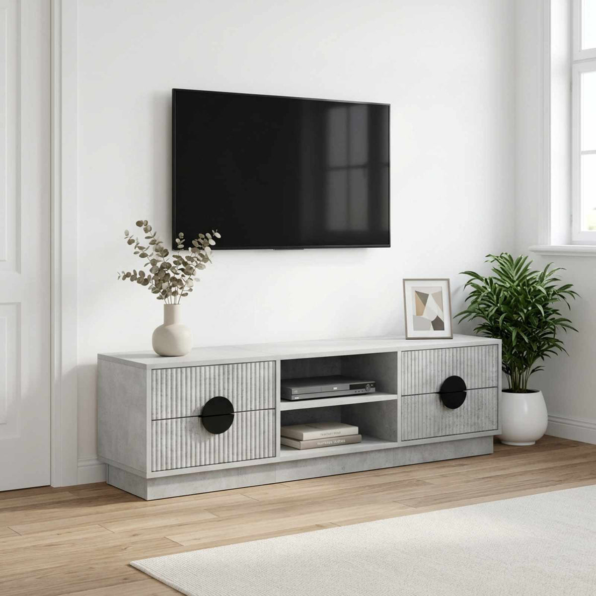 Televizoriaus spintelė VENRAY 137,5 x 33 x 40 cm Betono pilka