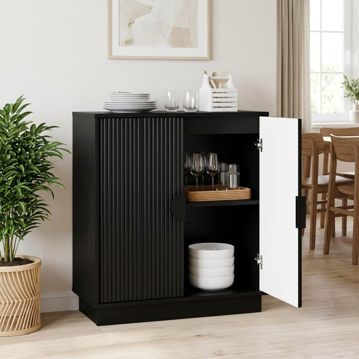 Kabalas VENRAY Juoda 66 x 33 x 77,5 cm Apdirbta mediena