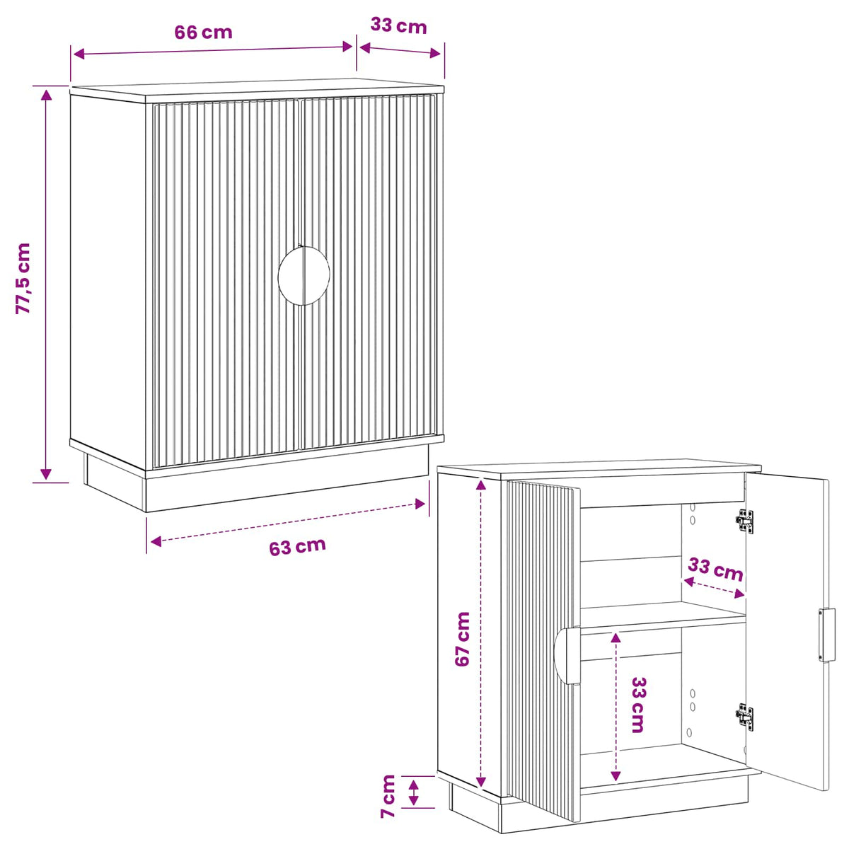 Kabalas VENRAY Itin blizgi balta 66 x 33 x 77,5 cm