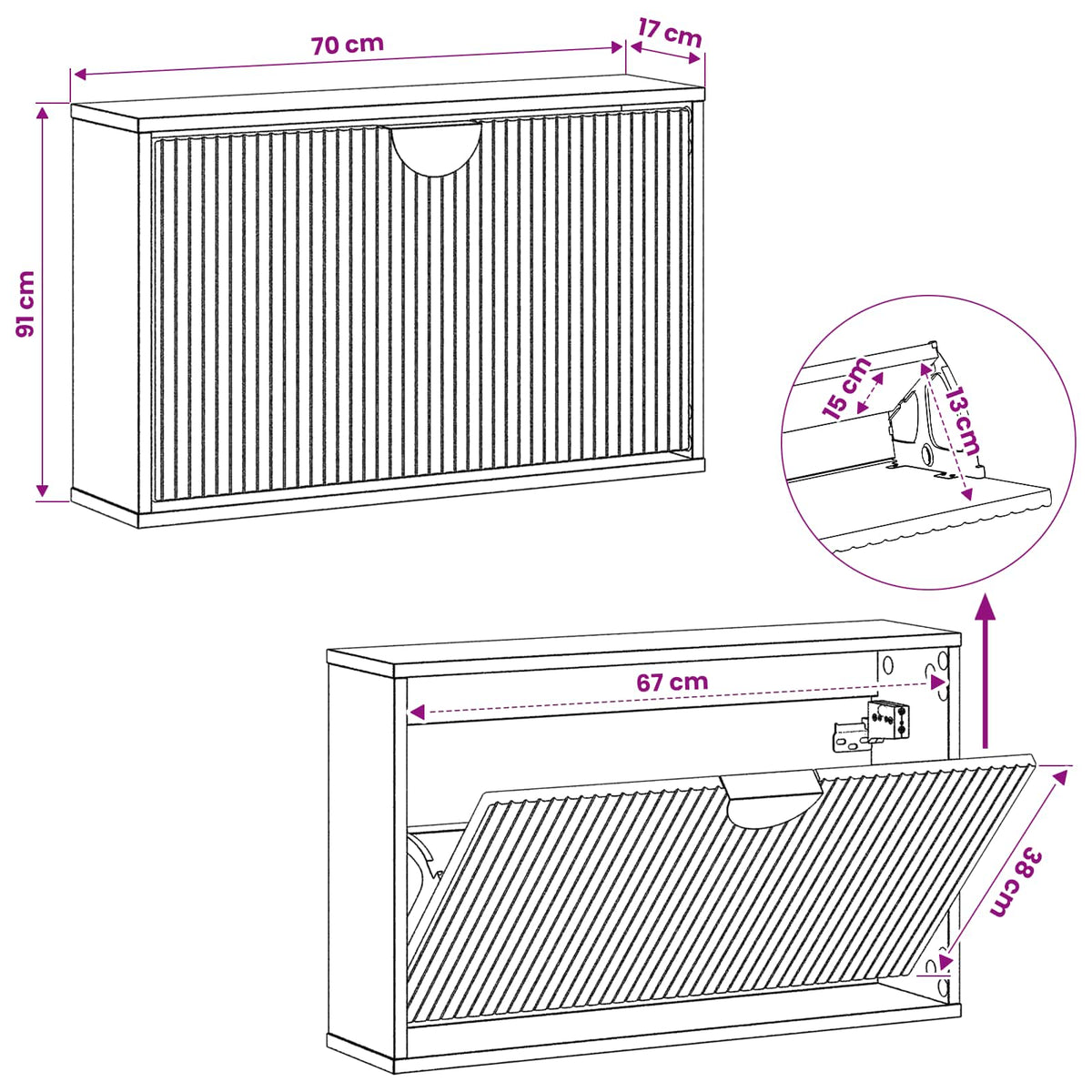 Batu skrynia VENRAY 70 x 17 x 43 cm Apdirbta mediena Balta