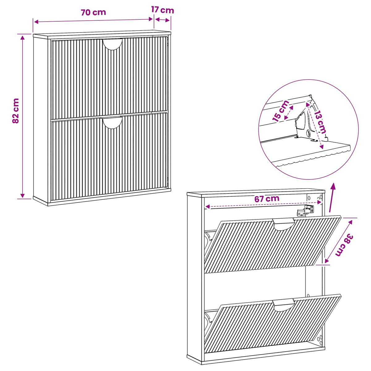 Batu skrynia VENRAY 70 x 17 x 82 cm Apdirbta mediena