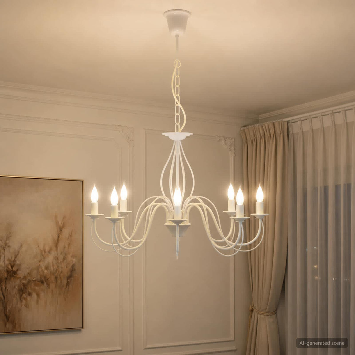 Reguliuojamas sietynas E14 Metalas Balta Ø 78 x 101 cm