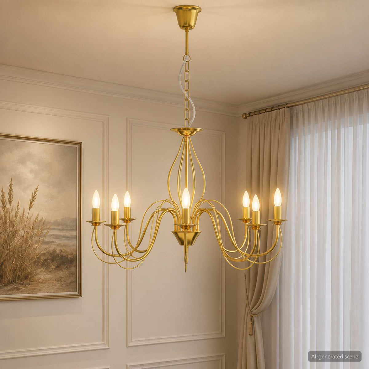 Reguliuojamas sietynas E14 Metalas Auksinė Ø 78 x 101 cm