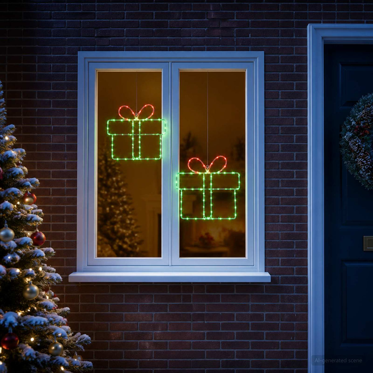 Kalėdinės langų dekoracijos (siluetai) LOVIISA 2 vnt. 160 LED