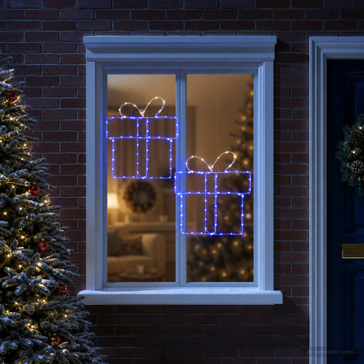 Kalėdinės langų dekoracijos (siluetai) LOVIISA 2 vnt. 160 LED