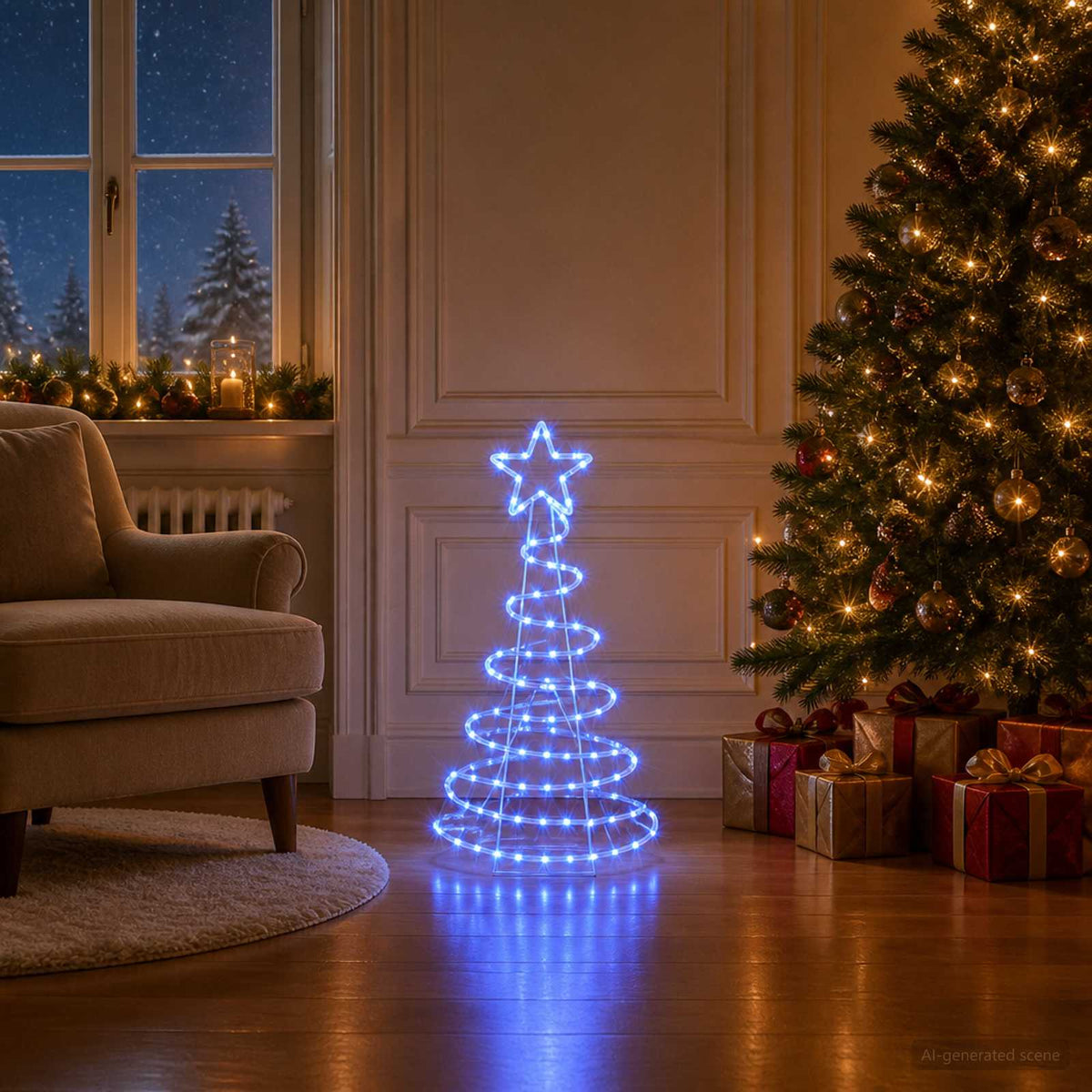 LED eglutės formos šviečiantis ženklas LOVIISA 100 LED Mėlyna