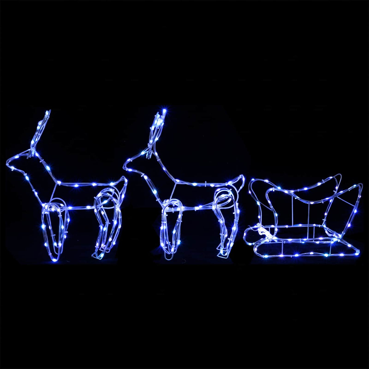 Šiaurės elnių ir rogučių kalėdinė dekoracija LOVIISA 240 LED