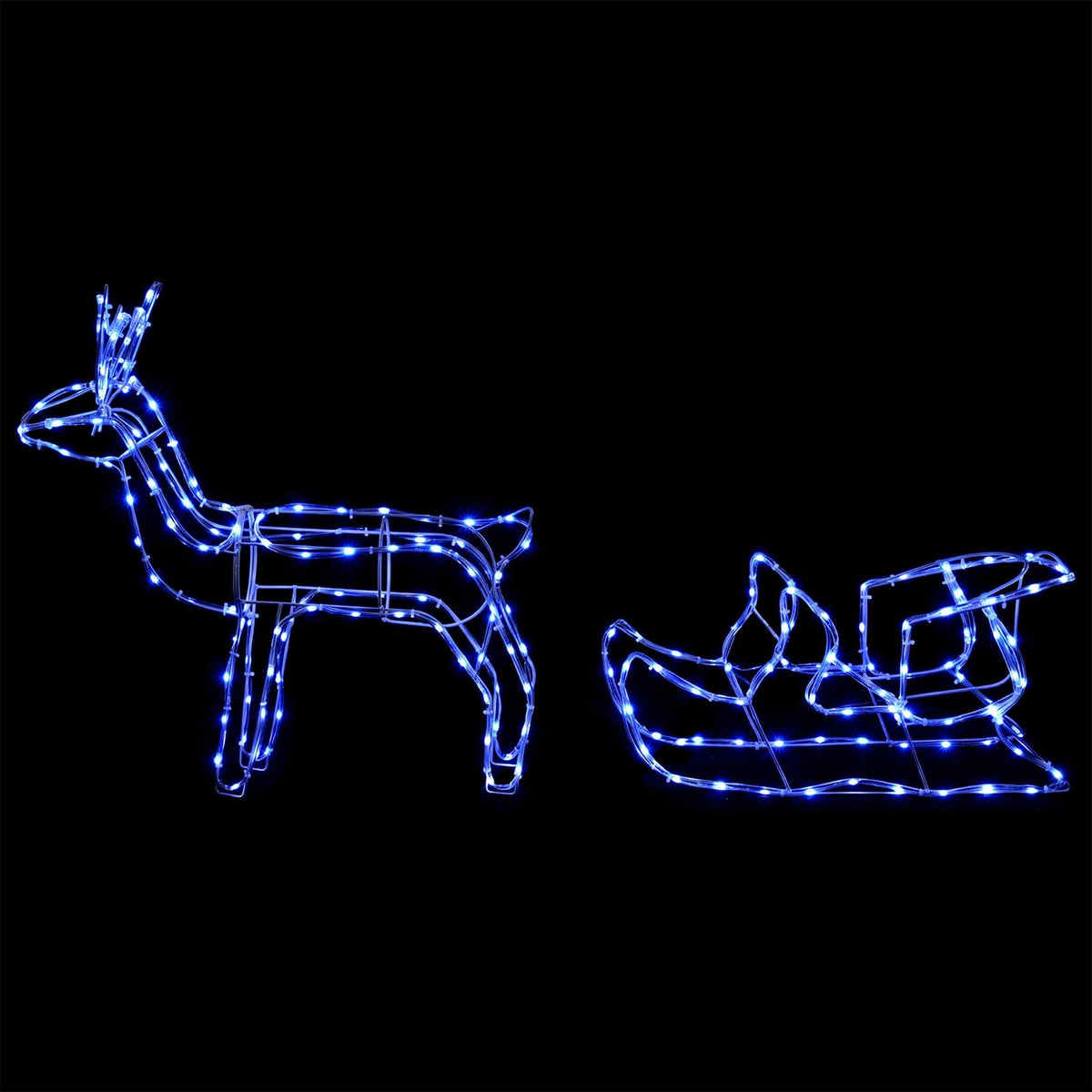 Elnių ir rogčių kalėdinė dekoracija LOVIISA 240 LED Mėlyna