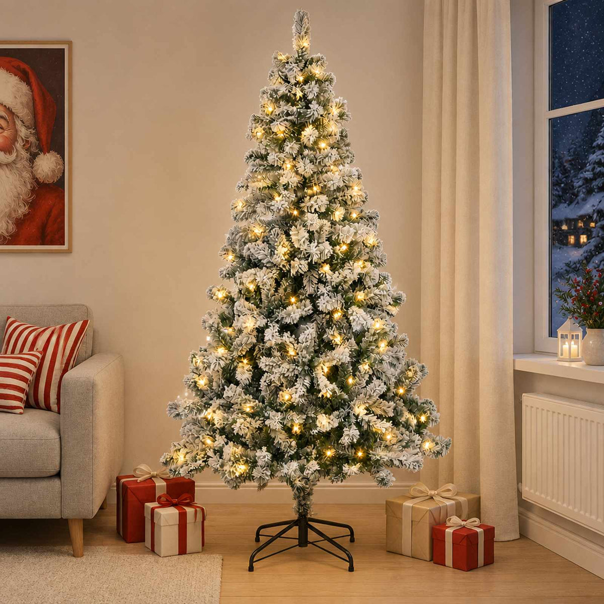 Dirbtinė Sulankstoma Kalėdų Eglutė 120 cm 150 LED Šilta balta