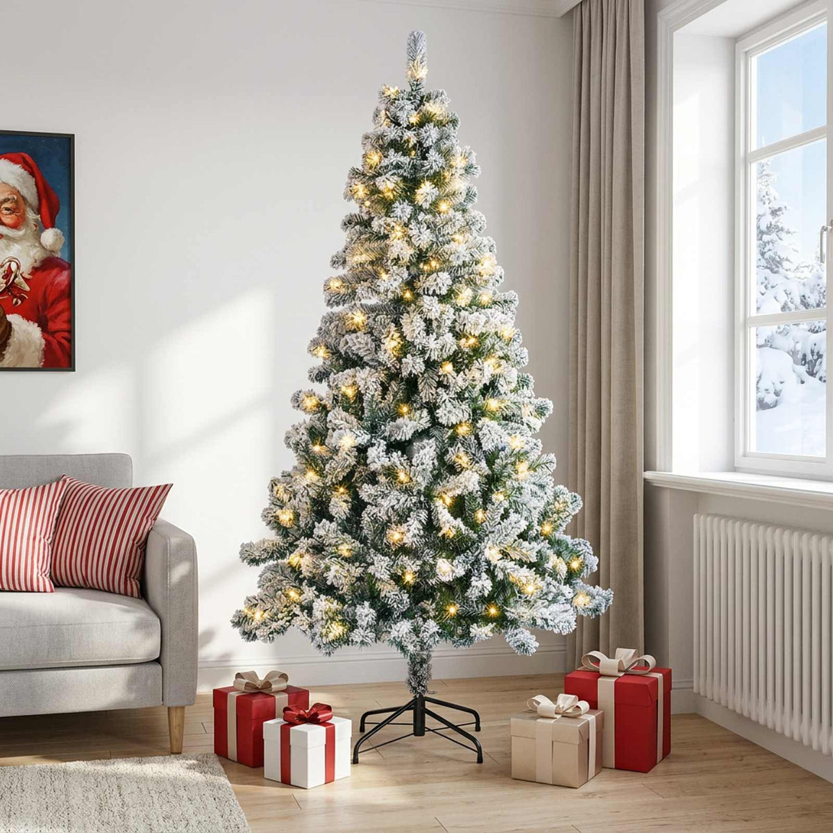 Dirbtinė Sulankstoma Kalėdų Eglutė 120 cm 150 LED Šilta balta