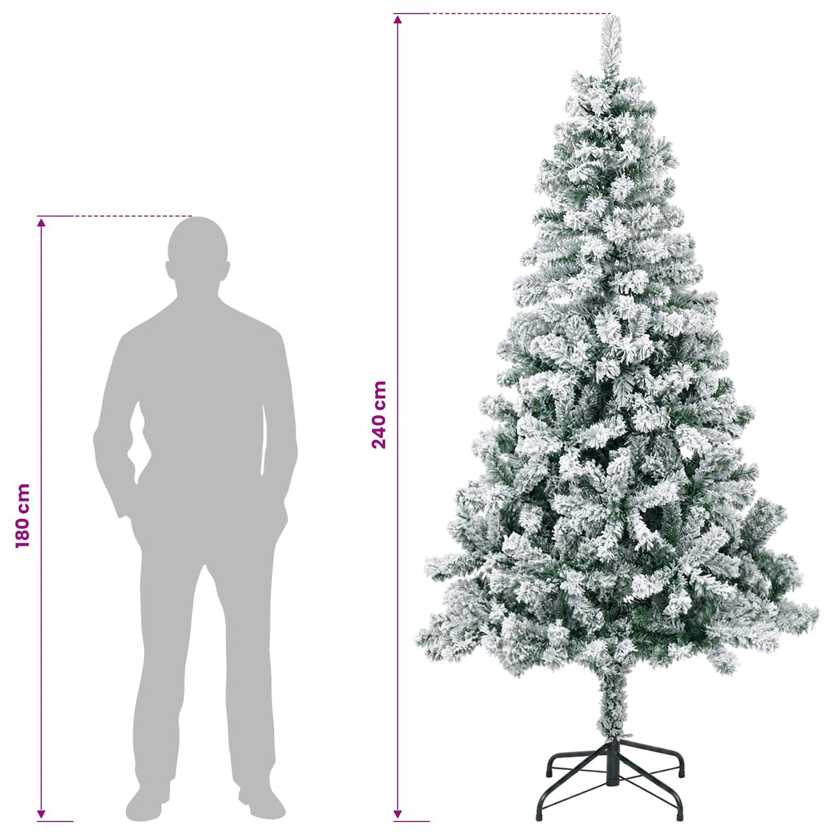Dirbtinė Sulankstoma Kalėdų Eglutė 240 cm 300 LED Šilta balta