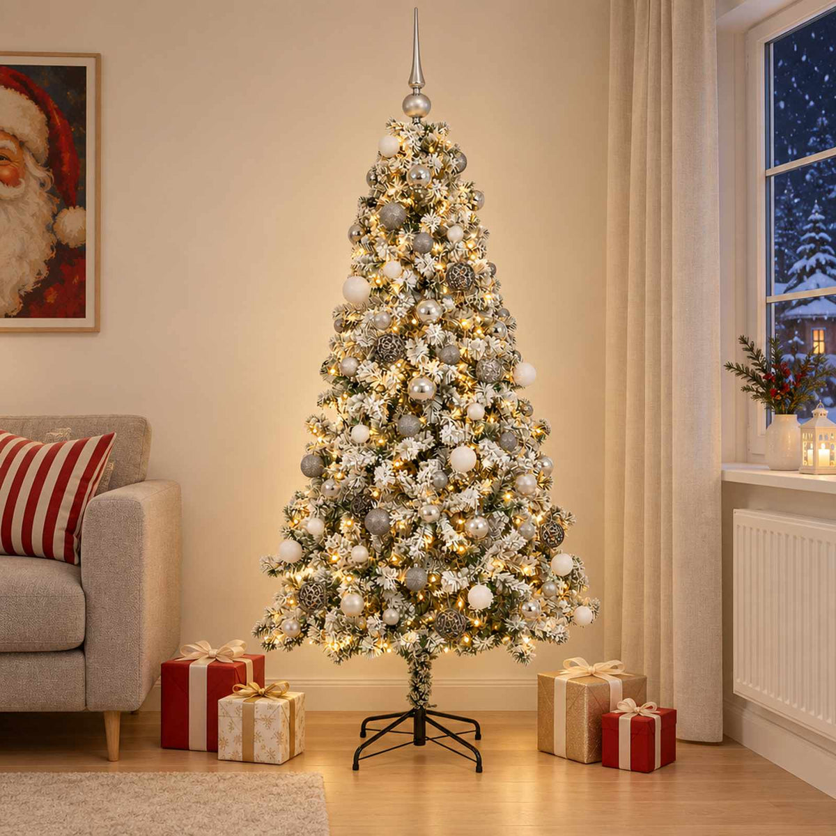Dirbtinė Kalėdų eglutė su burbulais 240 cm 300 LED Šilta balta