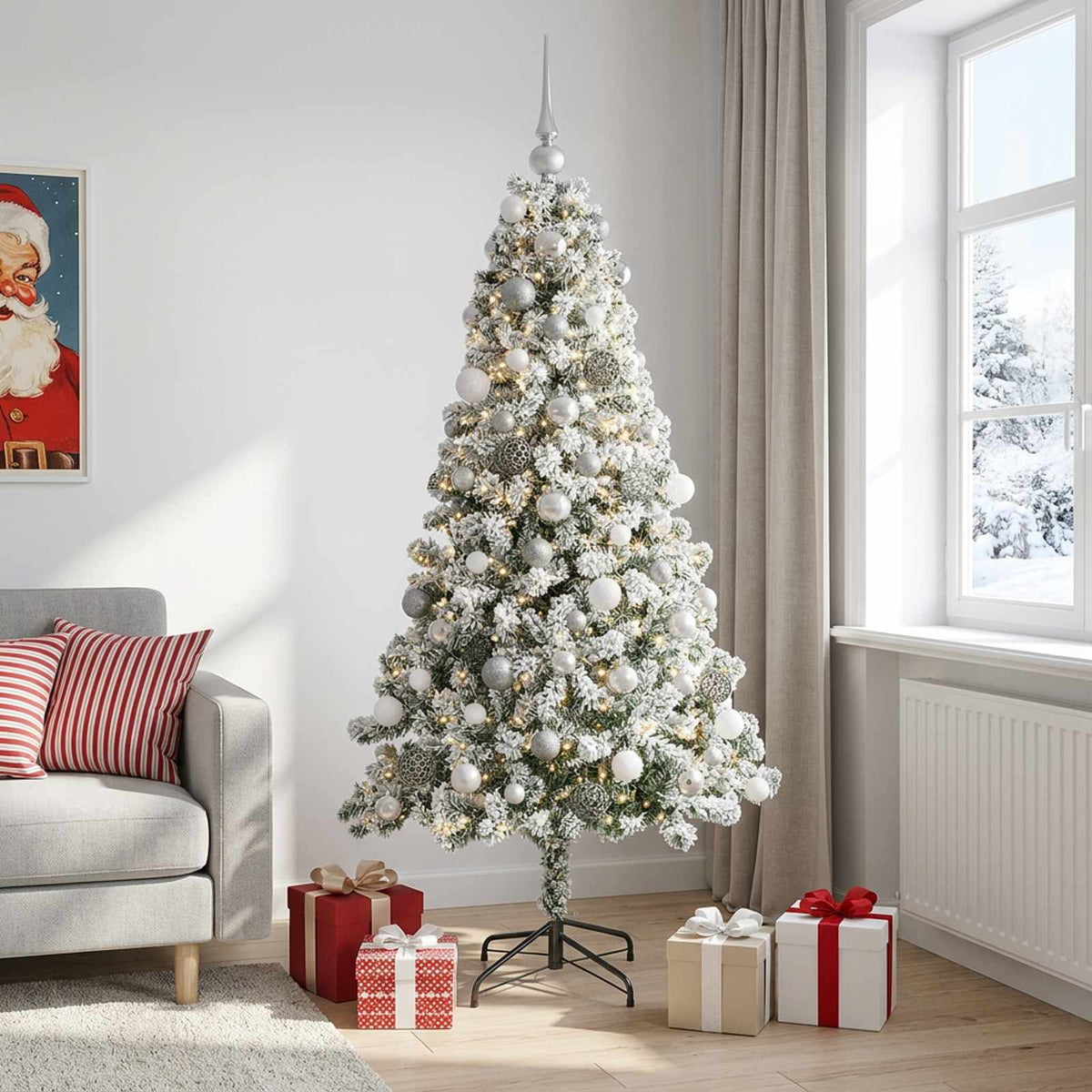 Dirbtinė Kalėdų eglutė su burbulais 180 cm 300 LED Šilta balta
