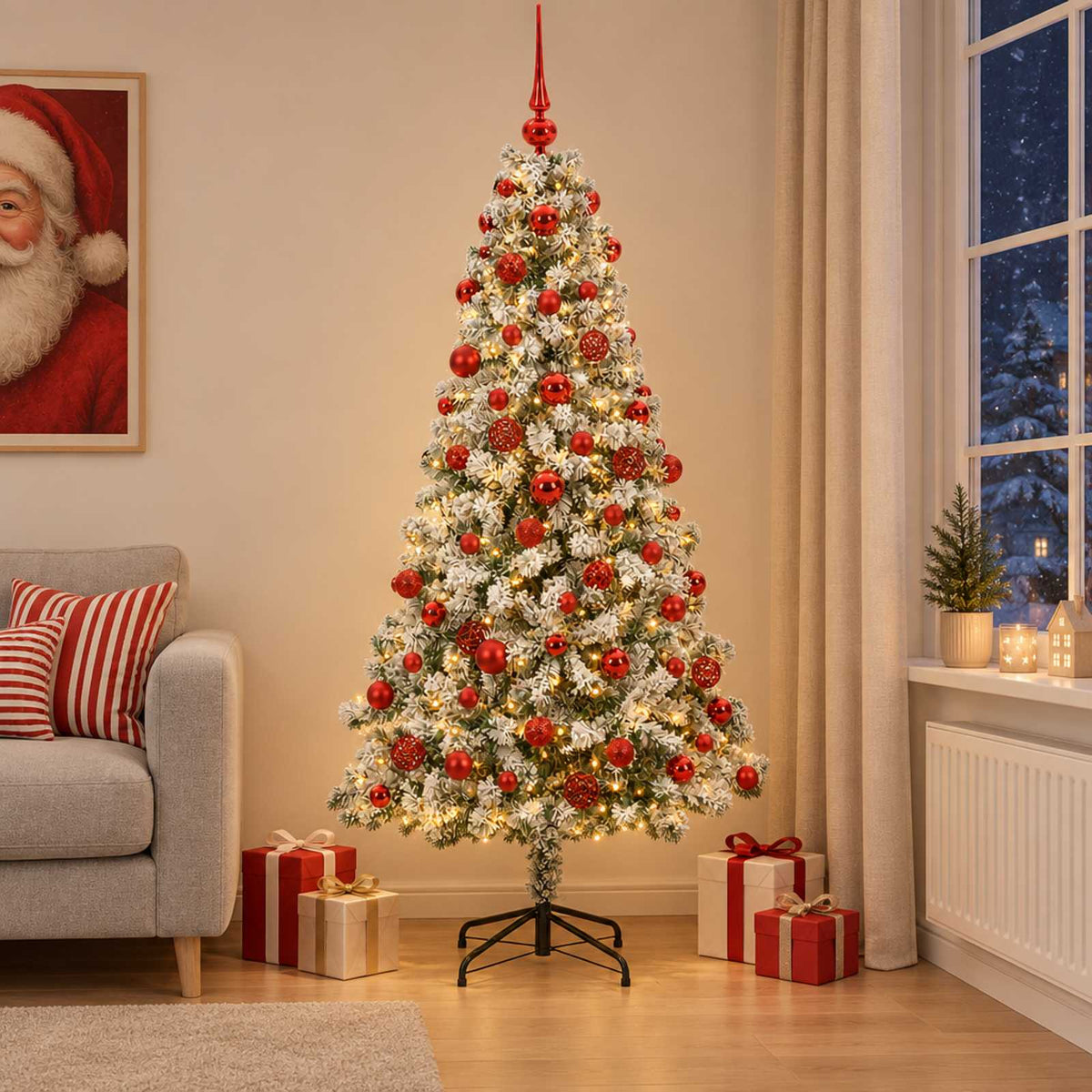 Dirbtinė Kalėdų eglutė su burbulais 240 cm 300 LED Šilta balta