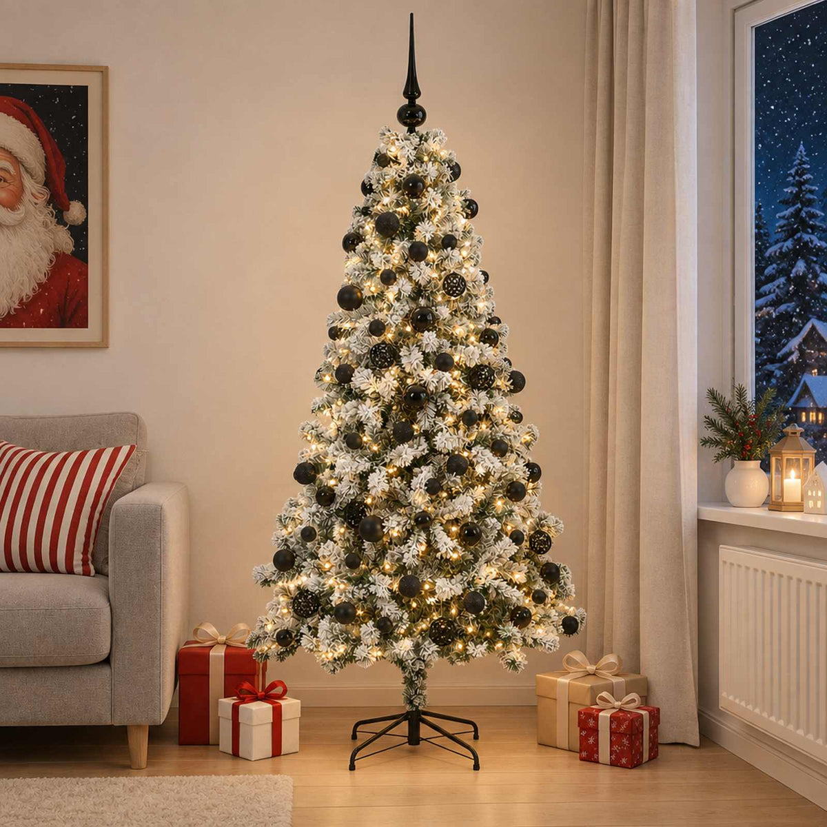 Dirbtinė Kalėdų eglutė su burbulais 240 cm 300 LED Šilta balta