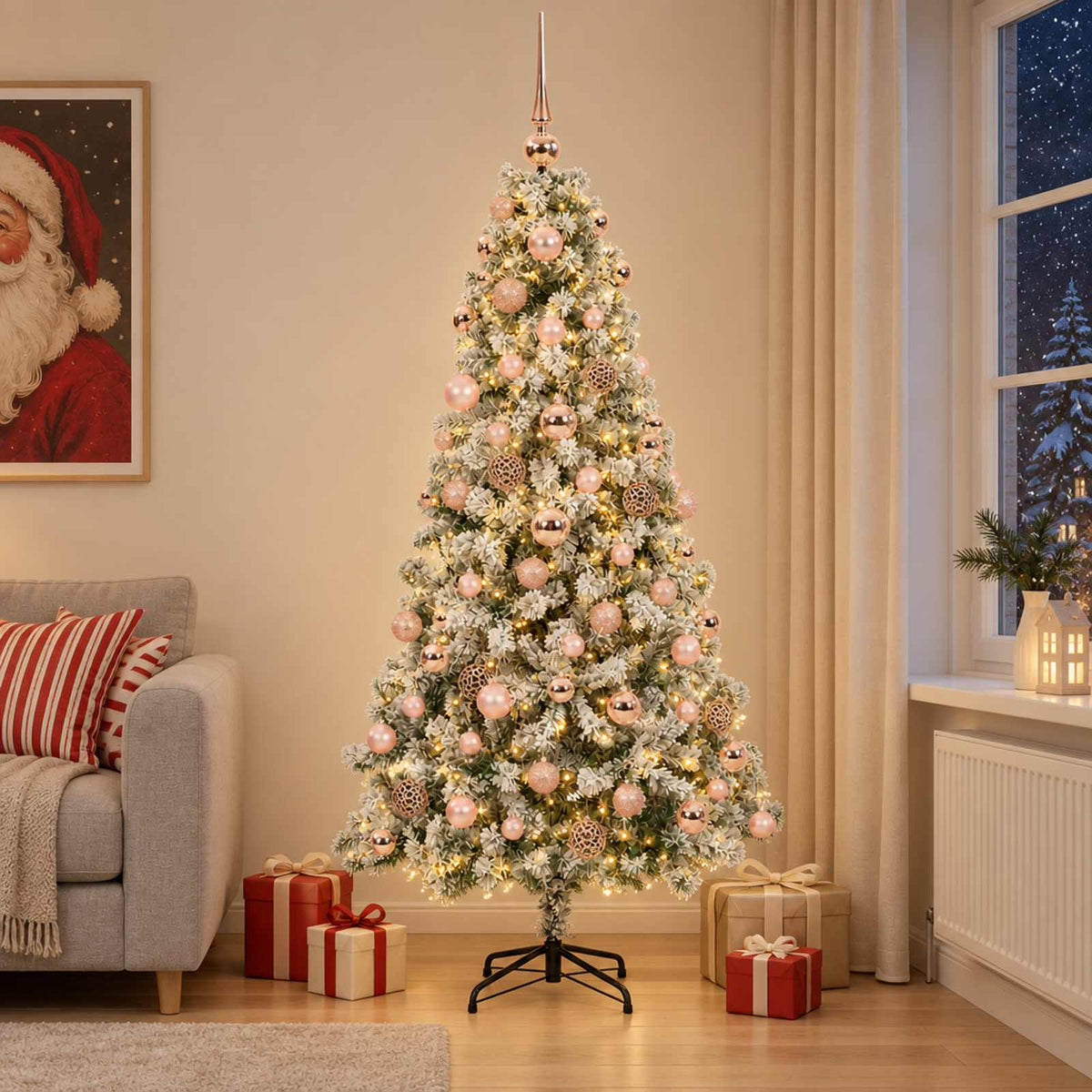 Dirbtinė Kalėdų eglutė su burbulais 180 cm 300 LED Šilta balta