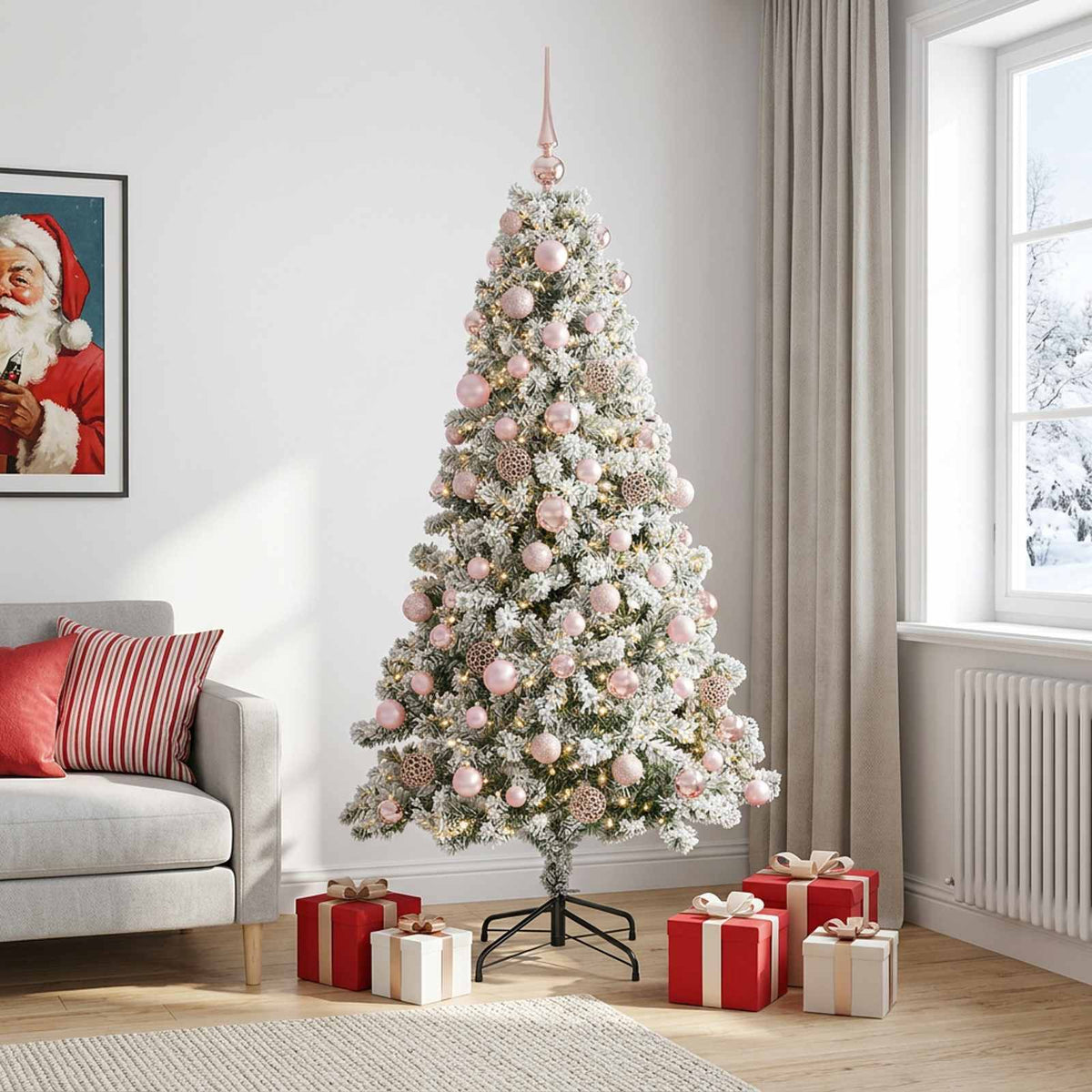 Dirbtinė Kalėdų eglutė su burbulais 180 cm 300 LED Šilta balta