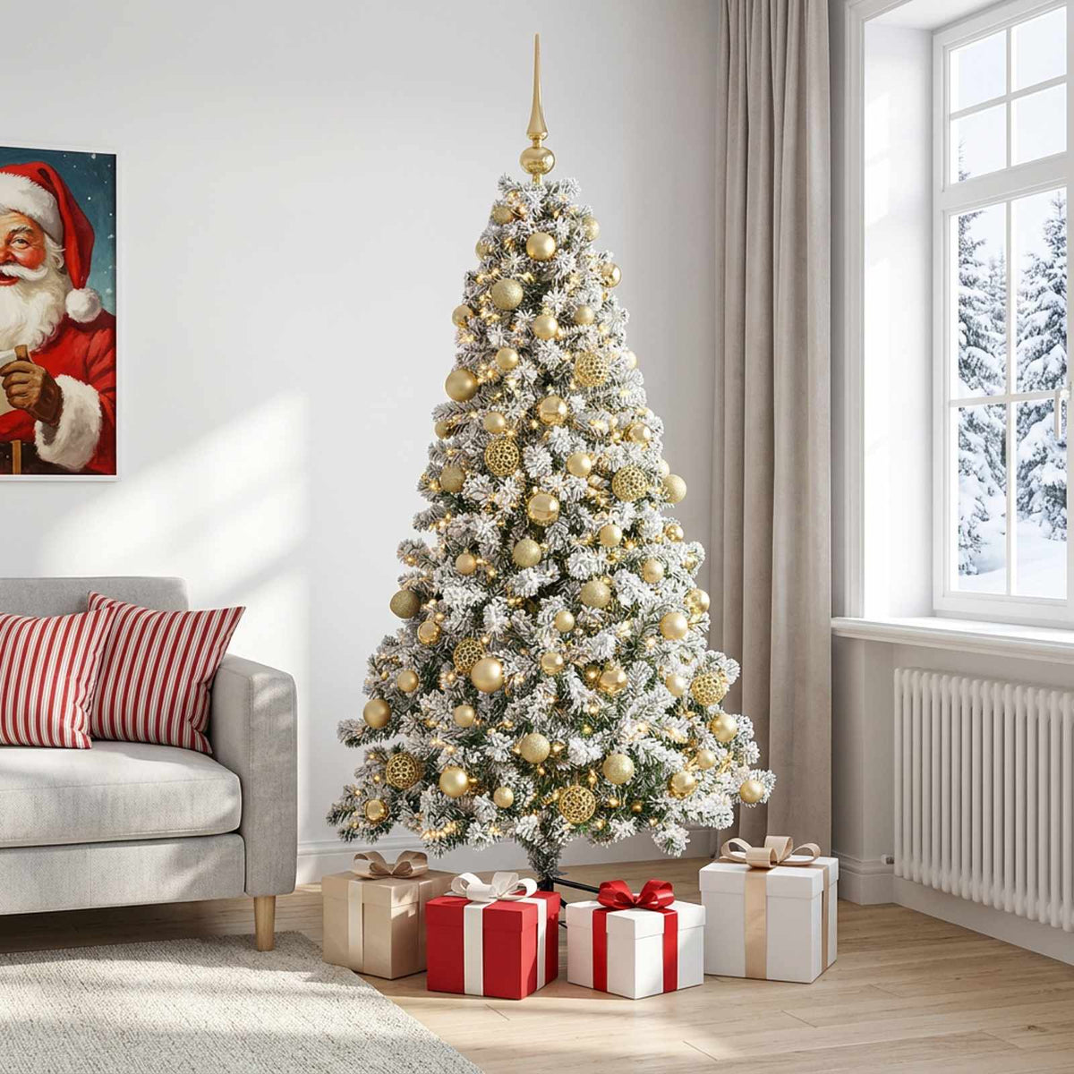 Dirbtinė Kalėdų eglutė su burbulais 240 cm 300 LED Šilta balta