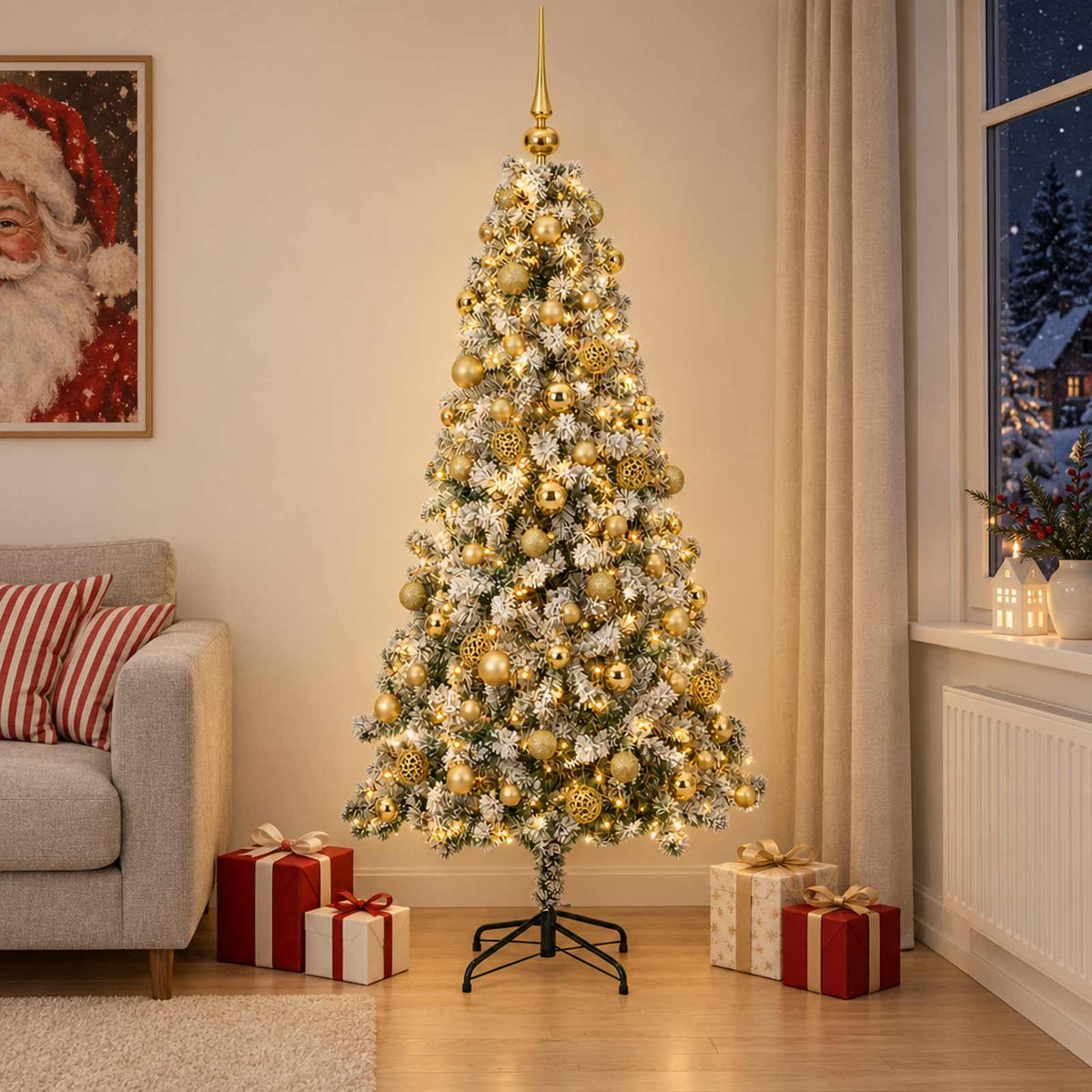 Dirbtinė Kalėdų eglutė su burbulais 180 cm 300 LED Šilta balta