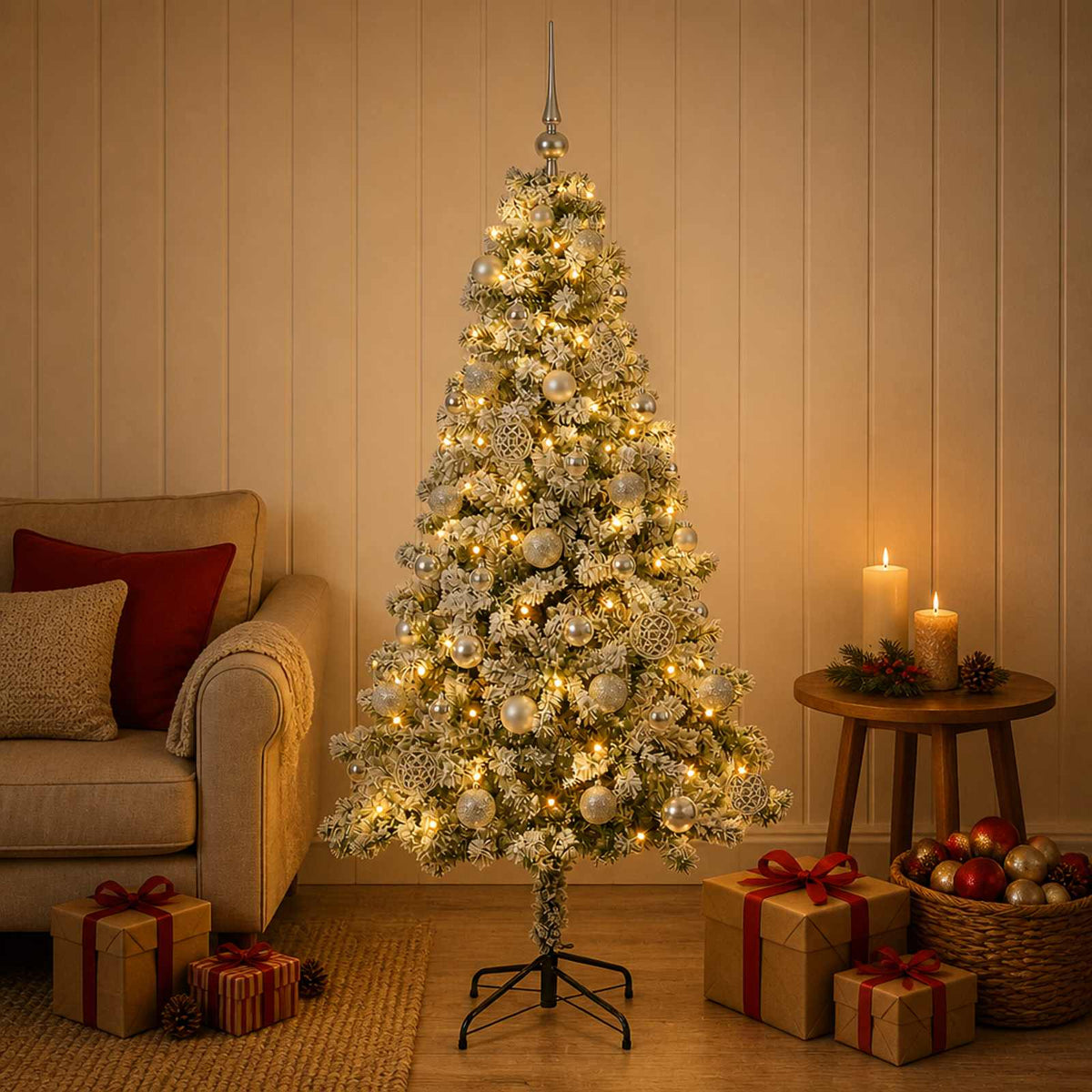 Dirbtinė Kalėdų eglutė su burbulais 150 cm 150 LED Šilta balta