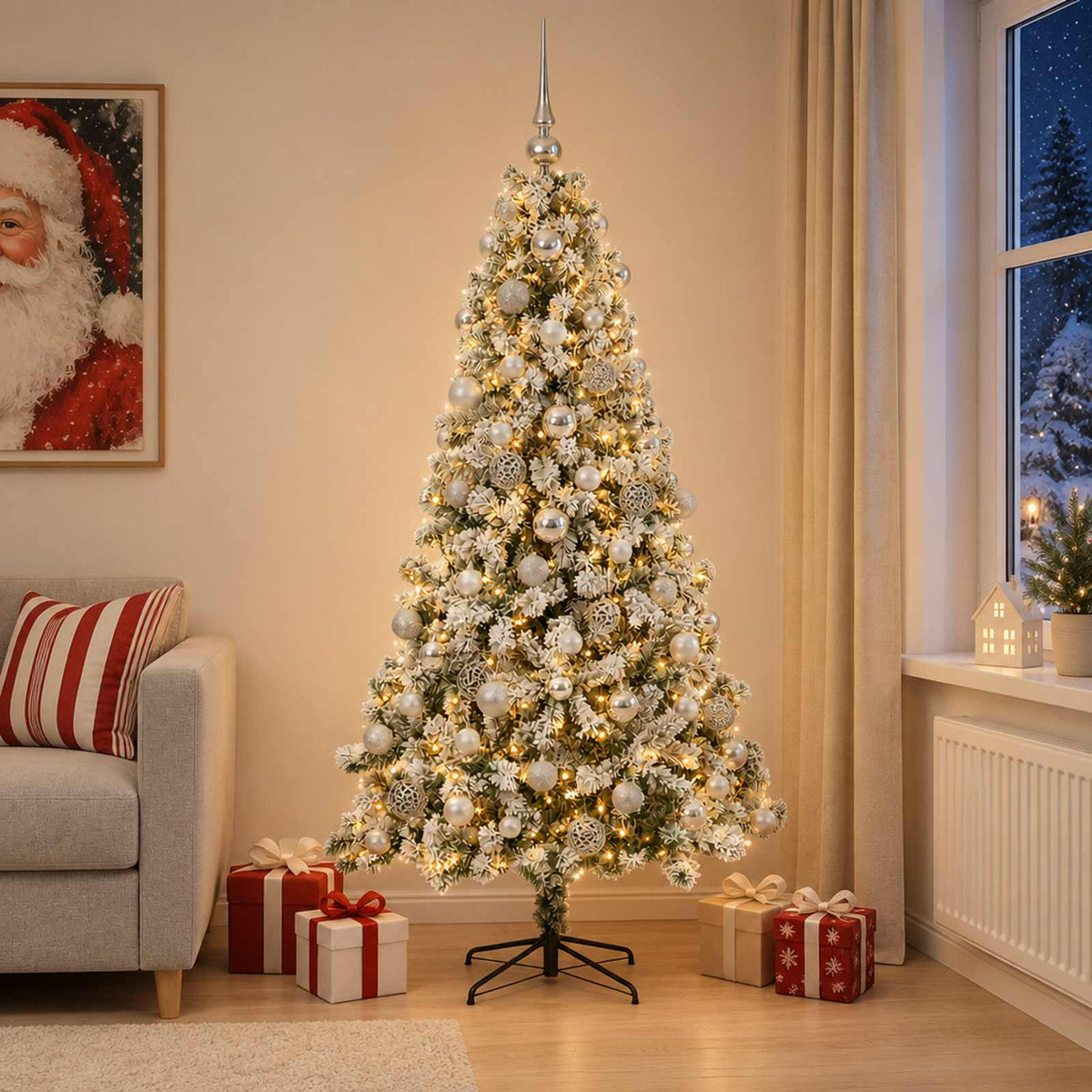 Dirbtinė Kalėdų eglutė su burbulais 240 cm 300 LED Šilta balta