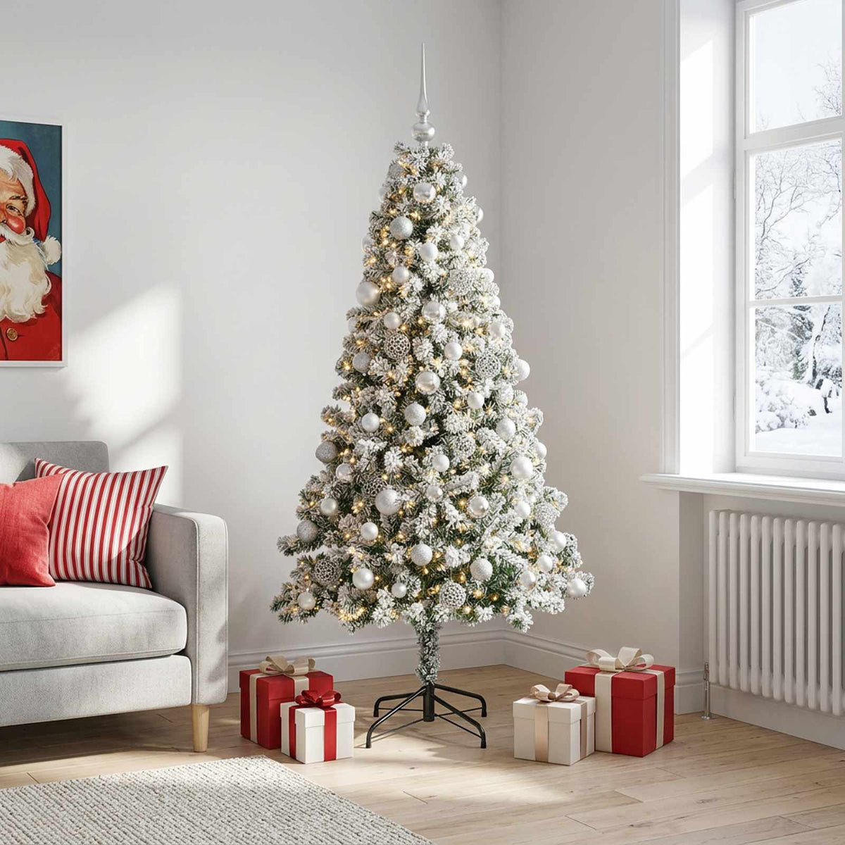 Dirbtinė Kalėdų eglutė su burbulais 180 cm 300 LED Šilta balta