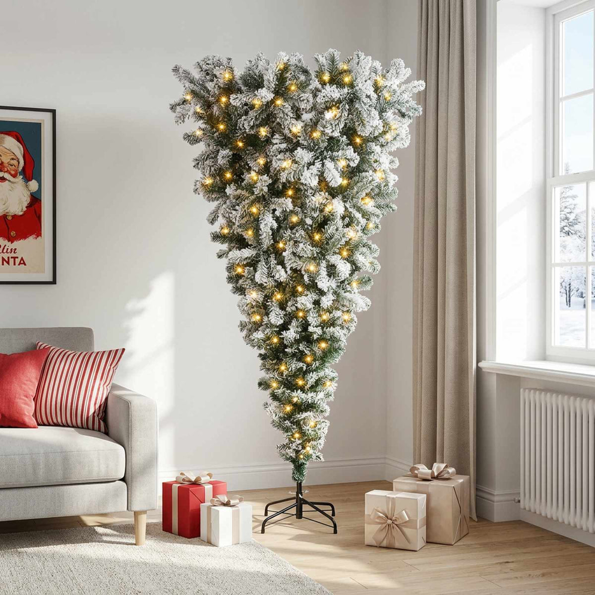 Apverstas dirbtinis Kalėdų eglutė su šakomis 120 cm 150 LED