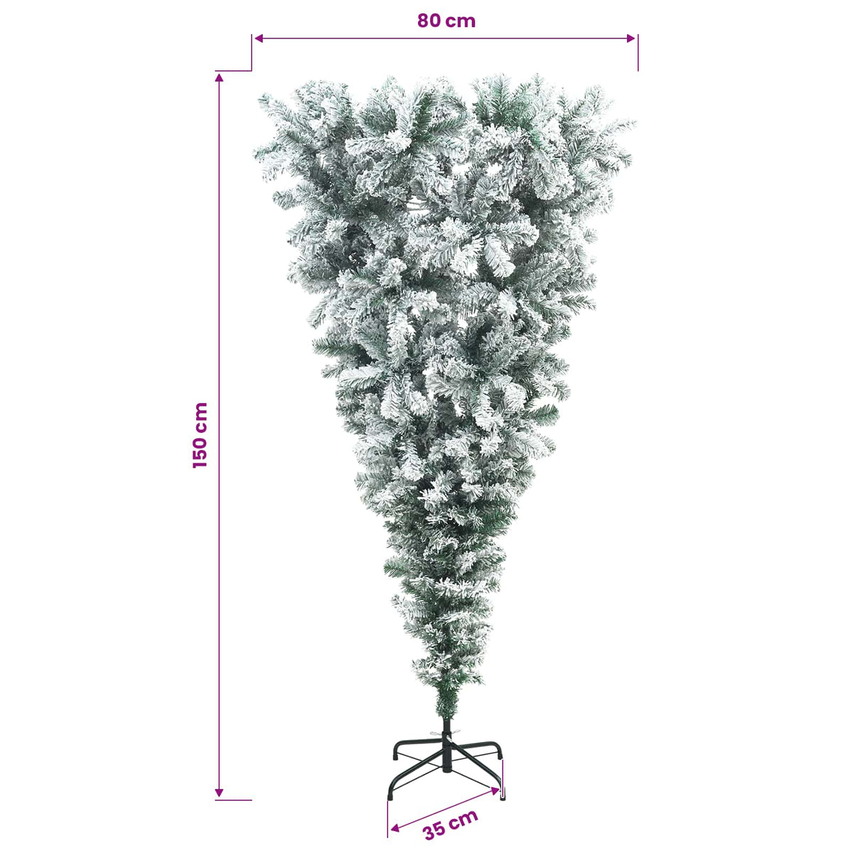 Apverstas dirbtinis Kalėdų eglutė su šakomis 150 cm 150 LED