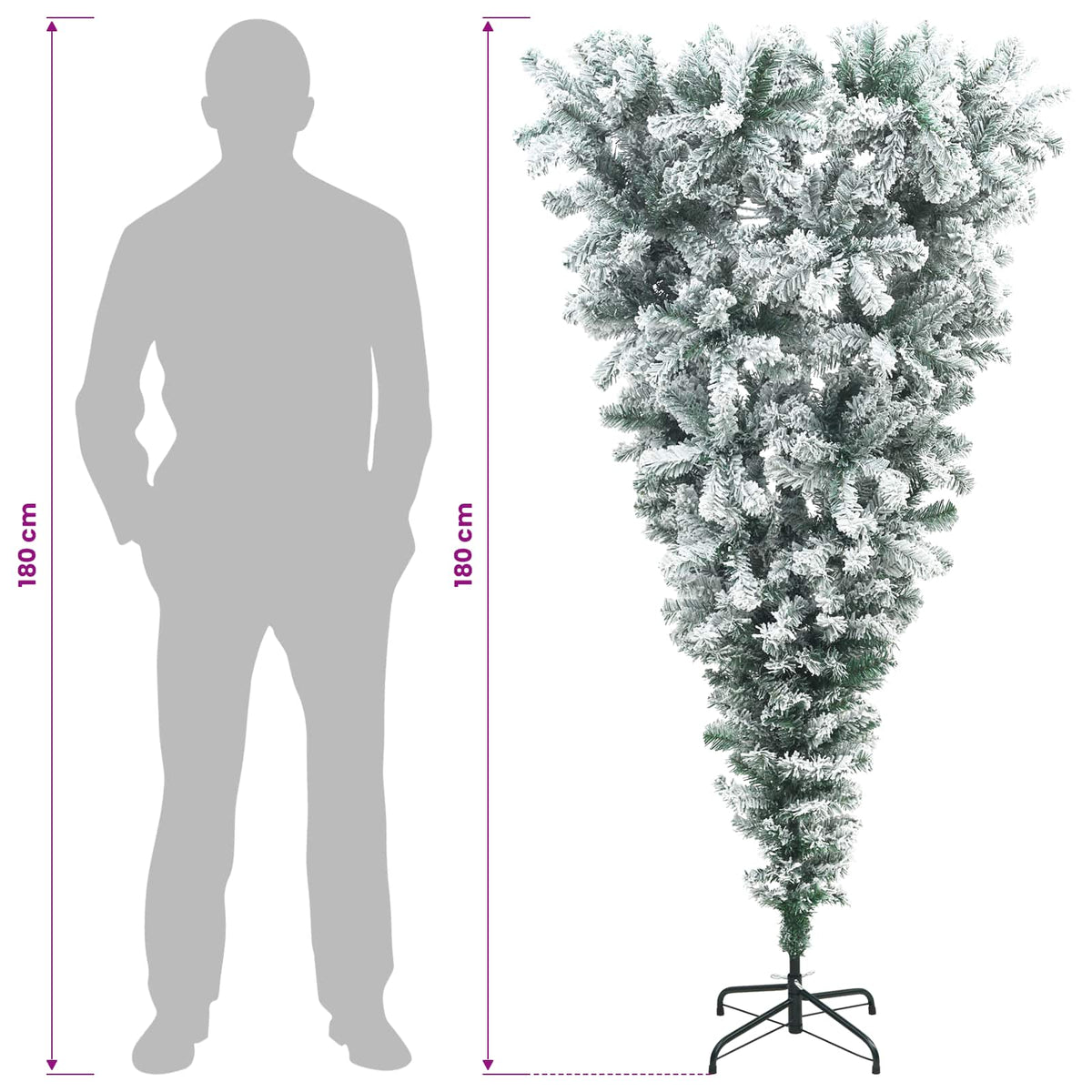 Apverstas dirbtinis Kalėdų eglutė su šakomis 180 cm 300 LED