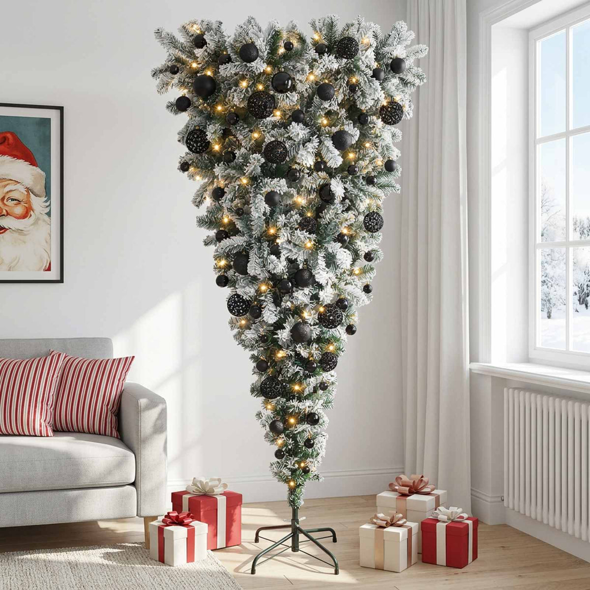 Apverstas dirbtinis Kalėdų eglutė su šakomis 210 cm 300 LED