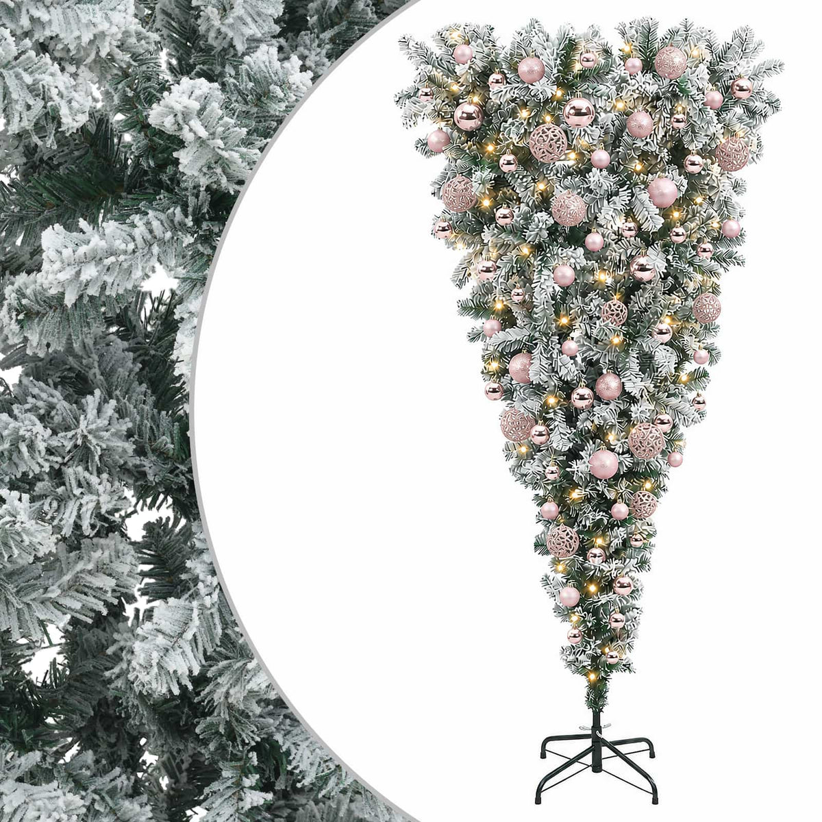 Apverstas dirbtinis Kalėdų eglutė su šakomis 180 cm 300 LED