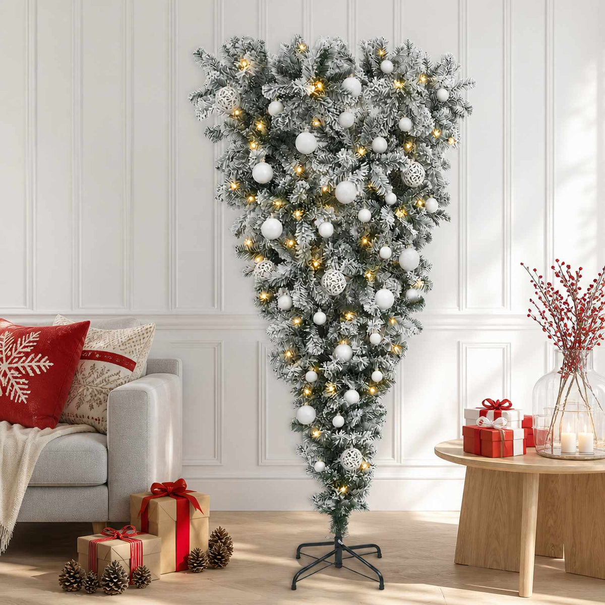 Apverstas dirbtinis Kalėdų eglutė su šakomis 120 cm 150 LED